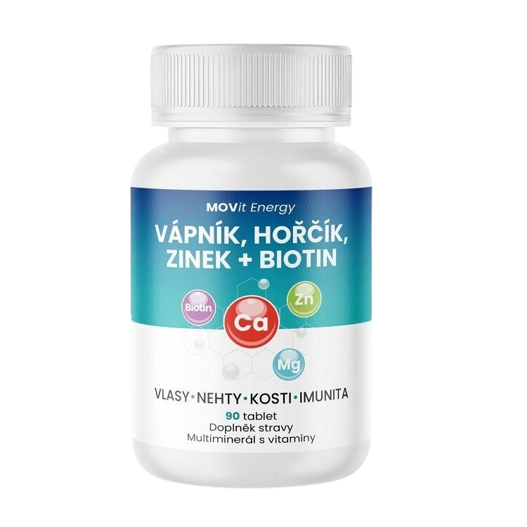 MOVit Energy Vápník, Hořčík, Zinek + Biotin 90 tablet