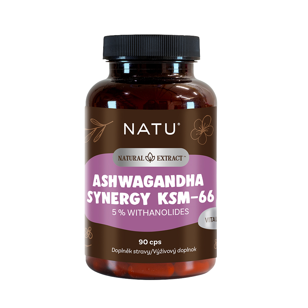 NATU Natural Extract, Ashwagandha extrakt KSM-66 (5% withanolidů) s piperinem 90 kapslí