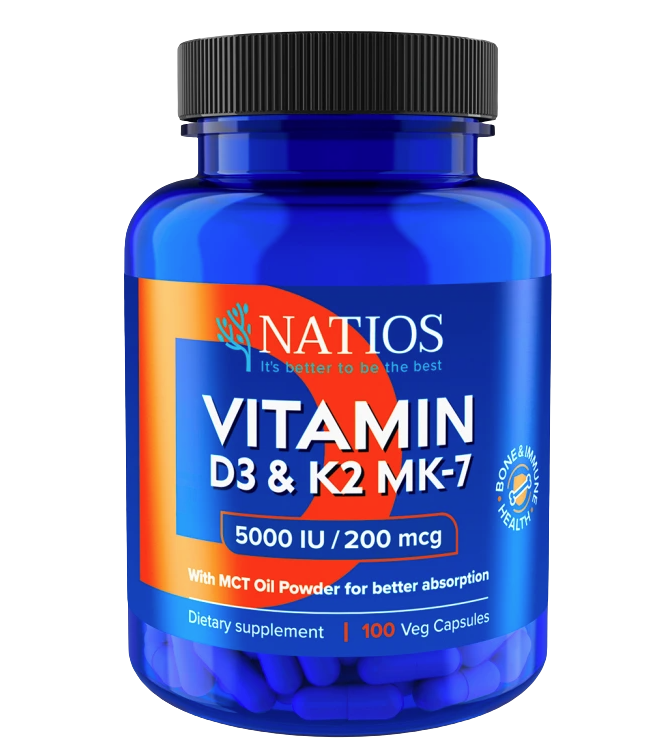 Fotografie NATIOS Vitamin D3 & K2 MK-7 5000 IU / 200 mcg 100 kapslí