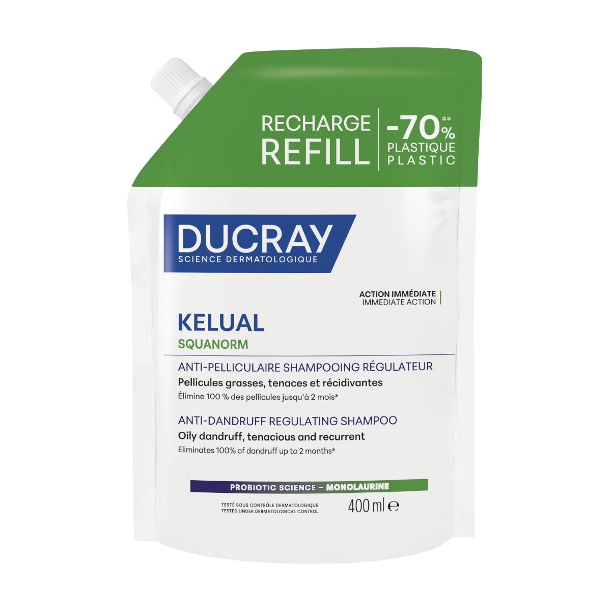 Fotografie DUCRAY Kelual Squanorm Regulační šampon proti mastným lupům náplň 400 ml