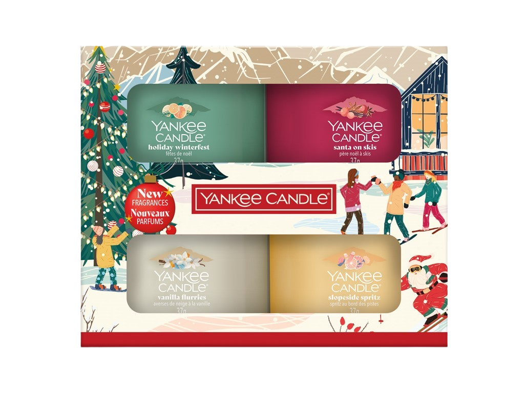 YANKEE CANDLE Dárková sada 4 skleněných votivních svíček 2025, 4 x 37 g
