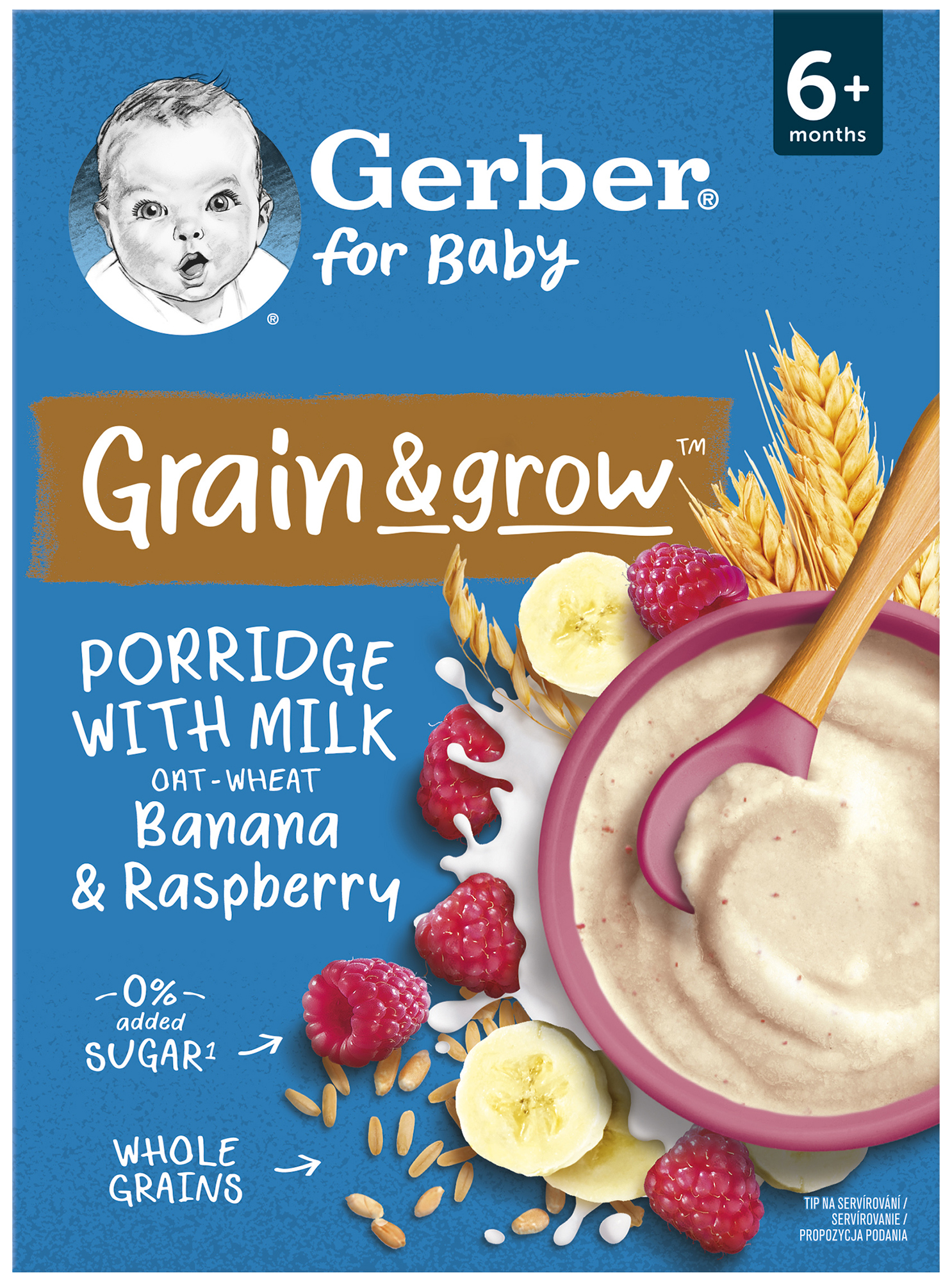 Gerber Mléčná kaše pšenično-ovesná banán a malina 200 g