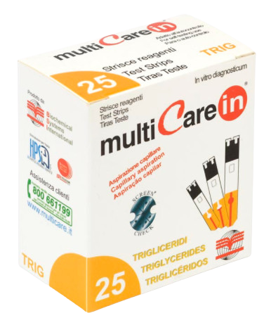 Fotografie MULTICARELN MultiCareIn Prúžky na meranie triglyceridov 25 ks