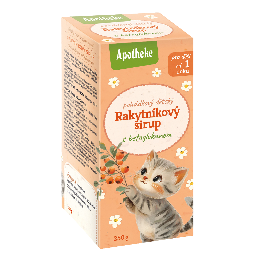 Fotografie APOTHEKE Sirup dětský Rakytníkový s betaglukanem 250 g