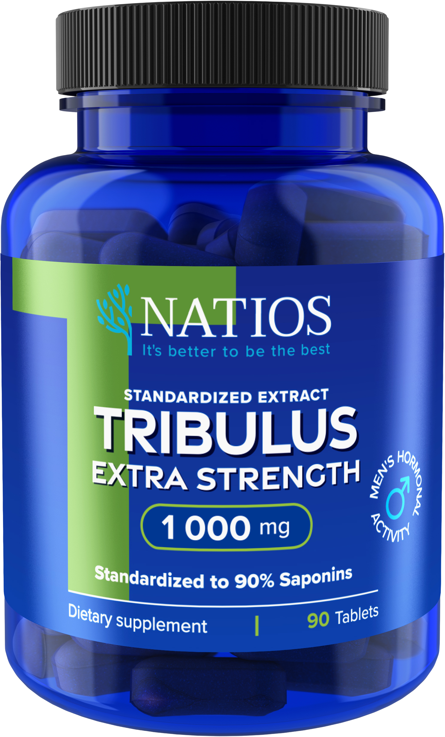 NATIOS Tribulus Extract, 90% saponins, 1000 mg, Extra Strength 90 kapslí
