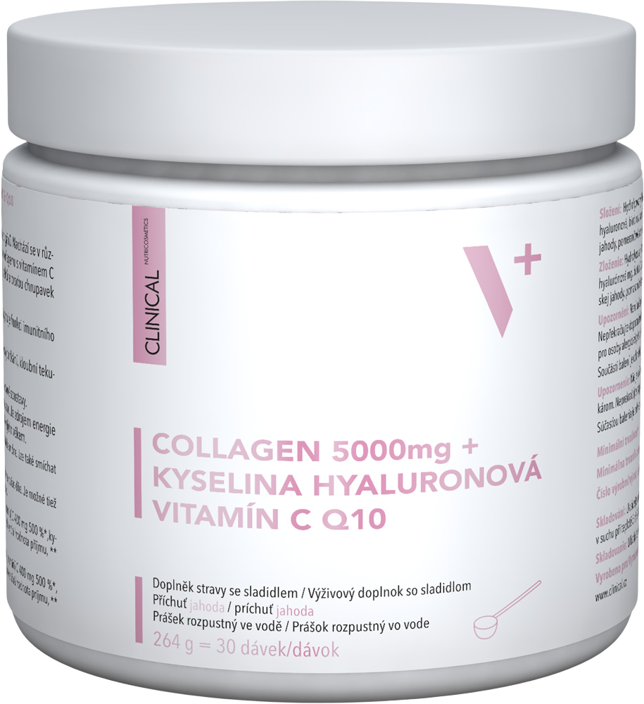 CLINICAL NUTRICOSMETICS Collagen 5000mg + kyselina hyaluronová + vitamín C & Q10, 264 g
