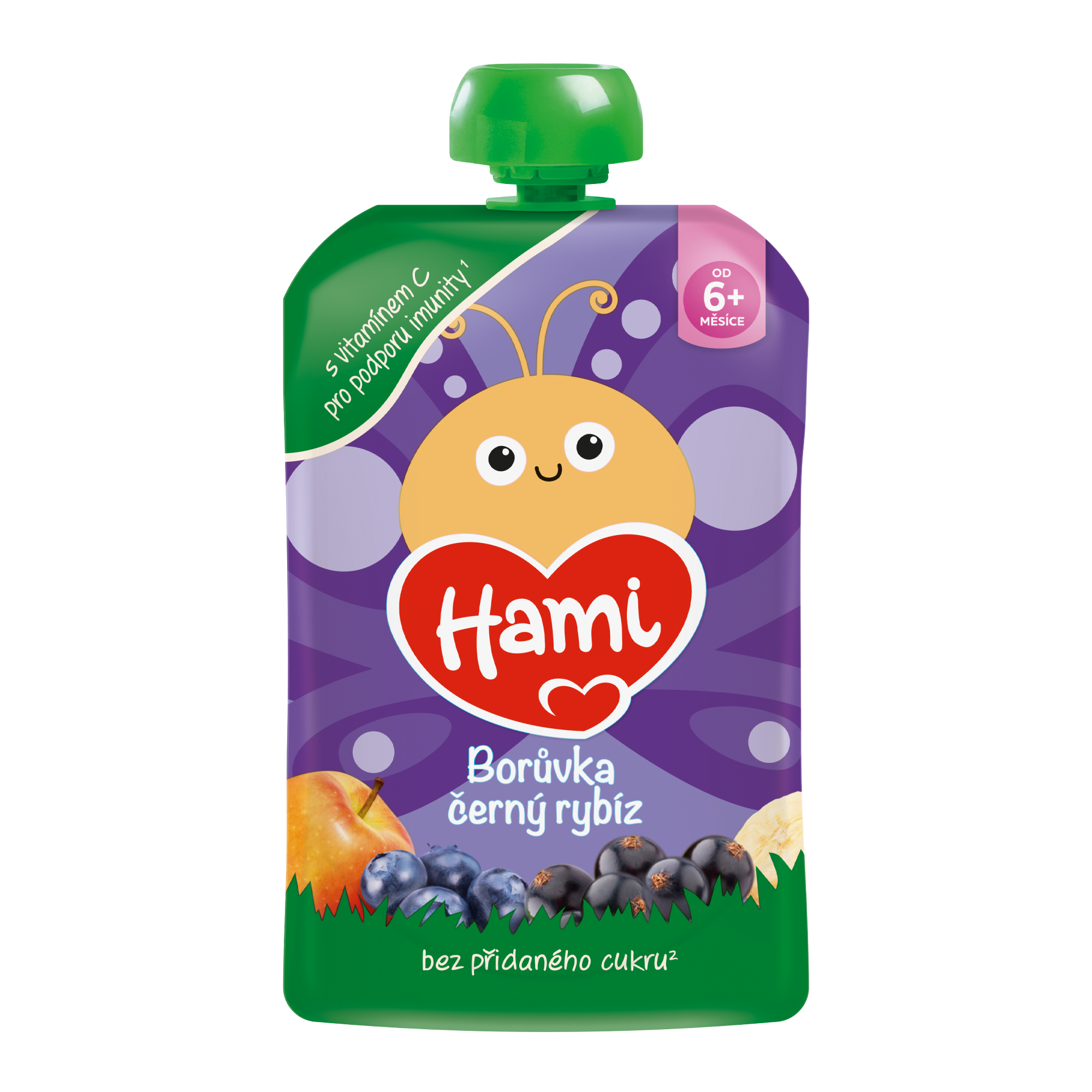 HAMI Příkrm kapsička Jablko, banán, černý rybíz a borůvky 100 g