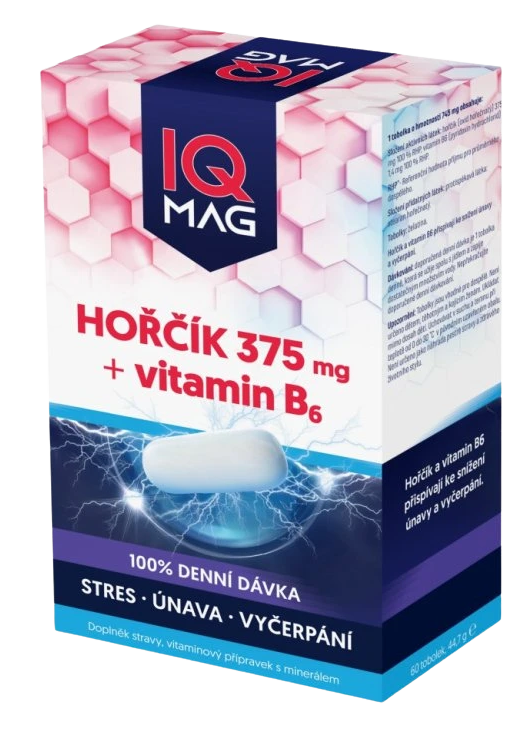 IQ MAG hořčík 375mg + vit.B6 60 kapslí