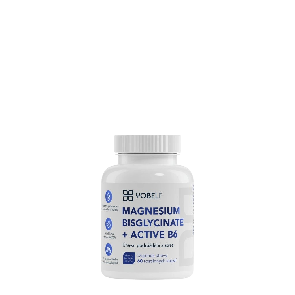 LOBEY Yobeli Hořčík bisglycinát a vitamín B6, 60 kapslí
