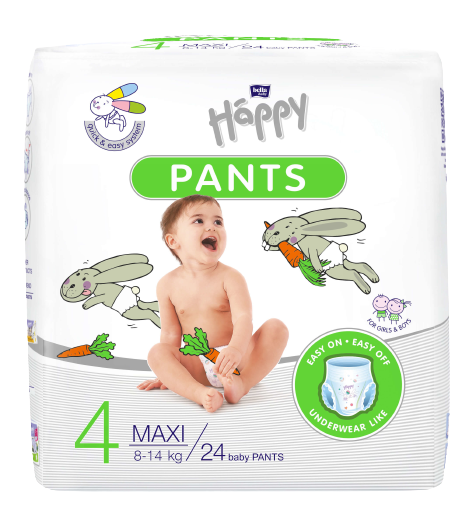 BELLA HAPPY Baby pants maxi naťahovacie plienkové nohavičky 24 kusov