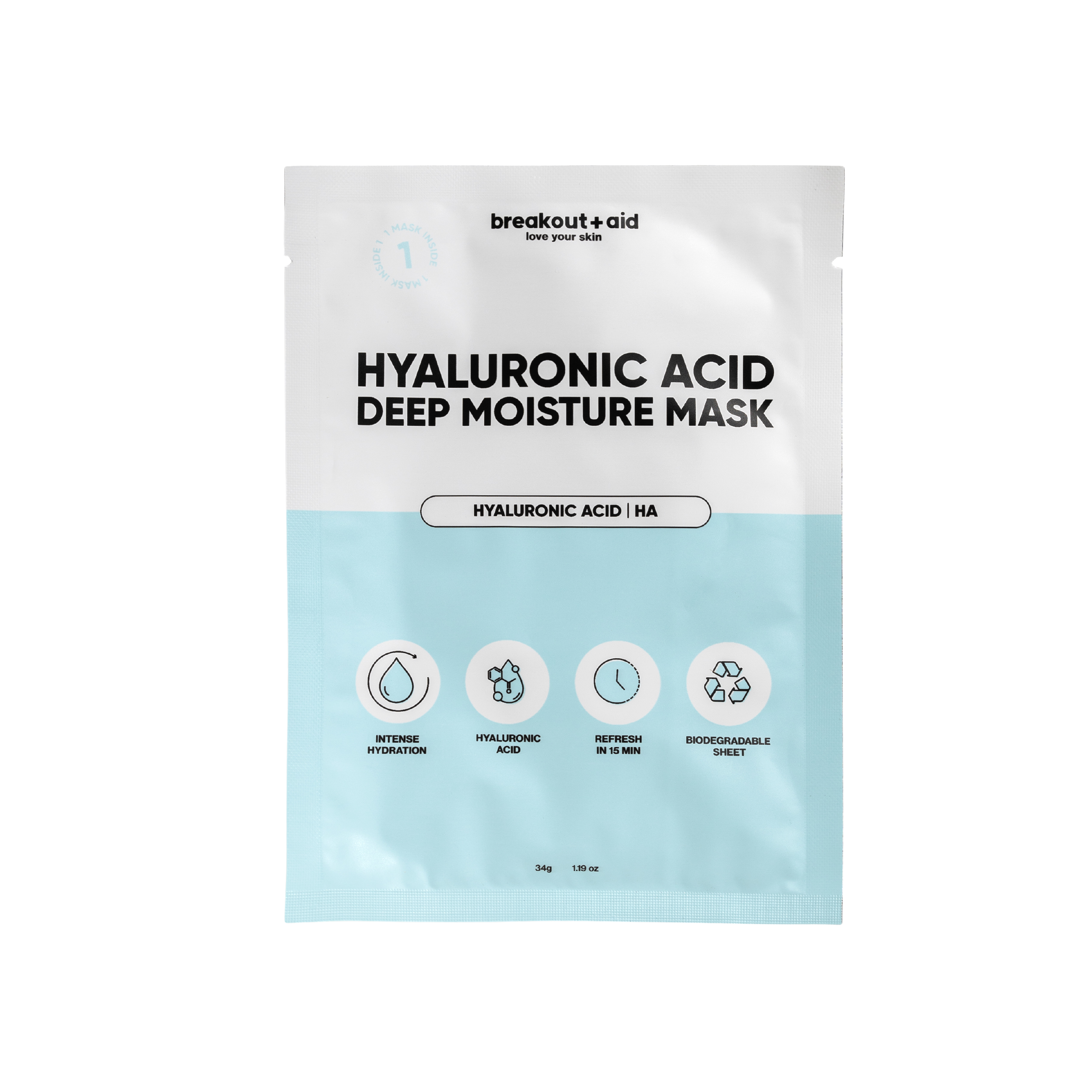 BREAKOUT+AID Hydratační maska s kyselinou hyaluronovou 34 g