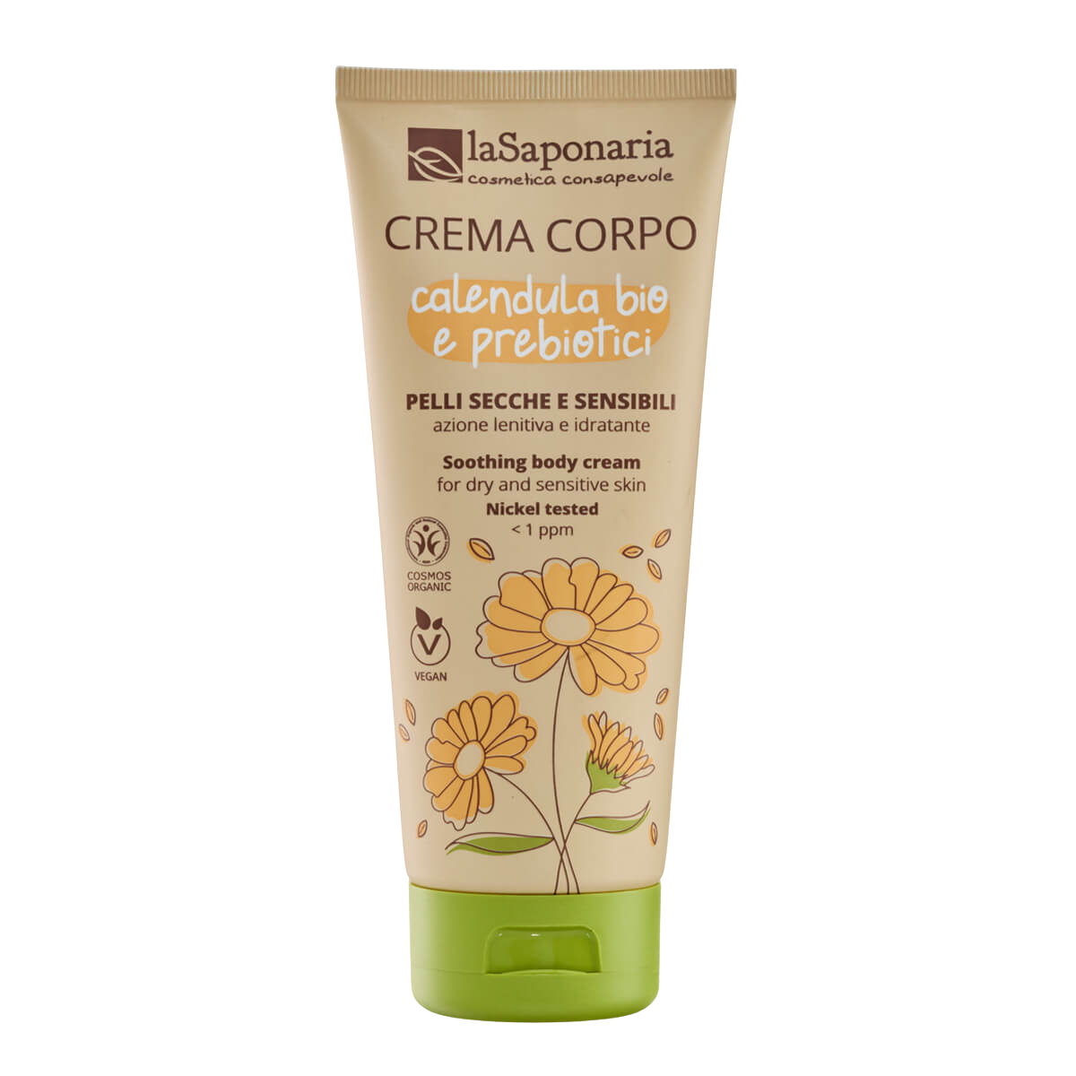 Fotografie LASAPONARIA Tělový krém s BIO měsíčkem a prebiotiky pro citlivou pleť 200 ml