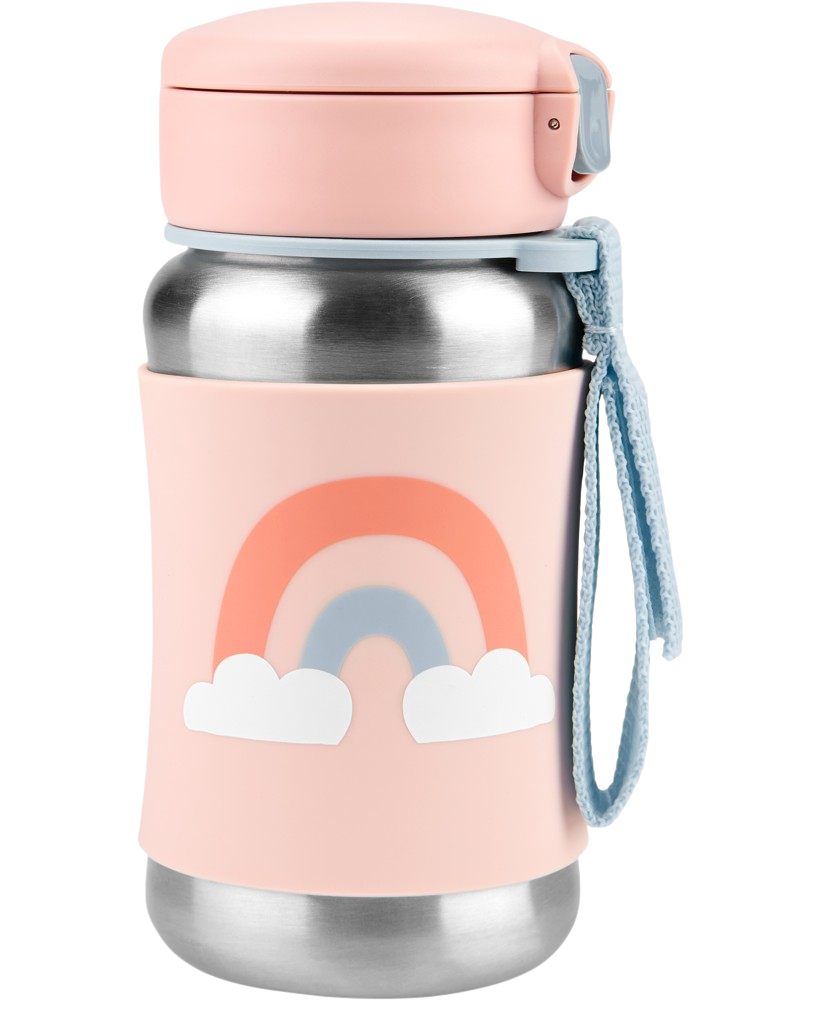 SKIP HOP Spark Style Láhev s brčkem na vodu nerez Duha 12m+, 350 ml