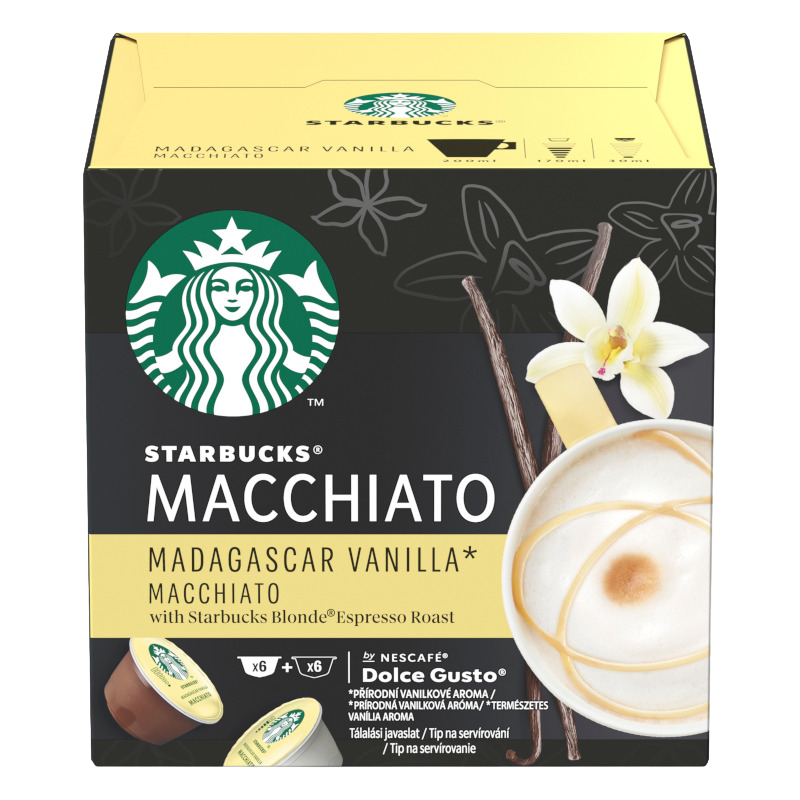STARBUCKS Madagaskarské vanilkové latte macchiato, kávové kapsule. 12 ks