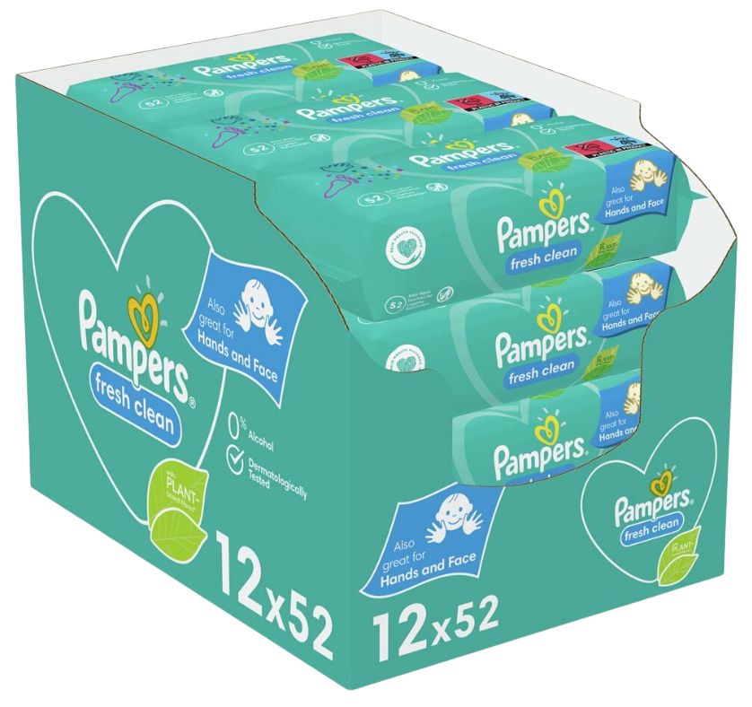 Pampers Wipes Fresh clean Vlhčené utierky BOX 12 x 52 ks
