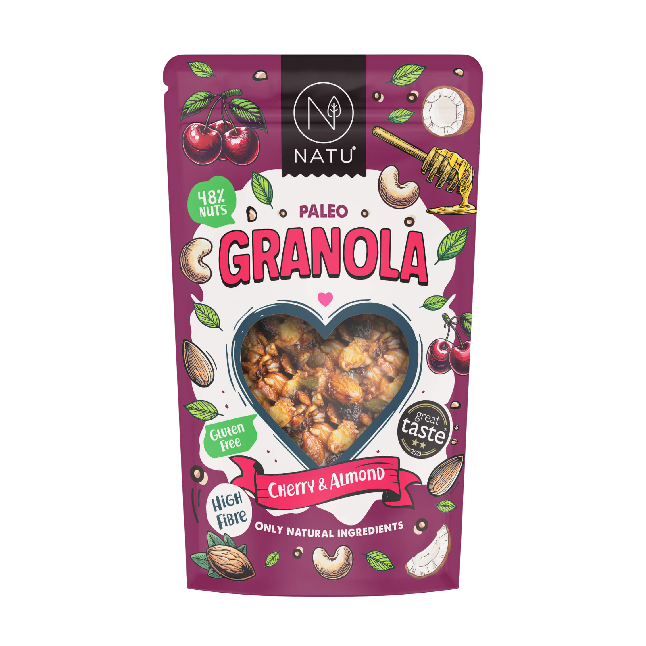 NATU Paleo Granola Třešně a mandle 350 g
