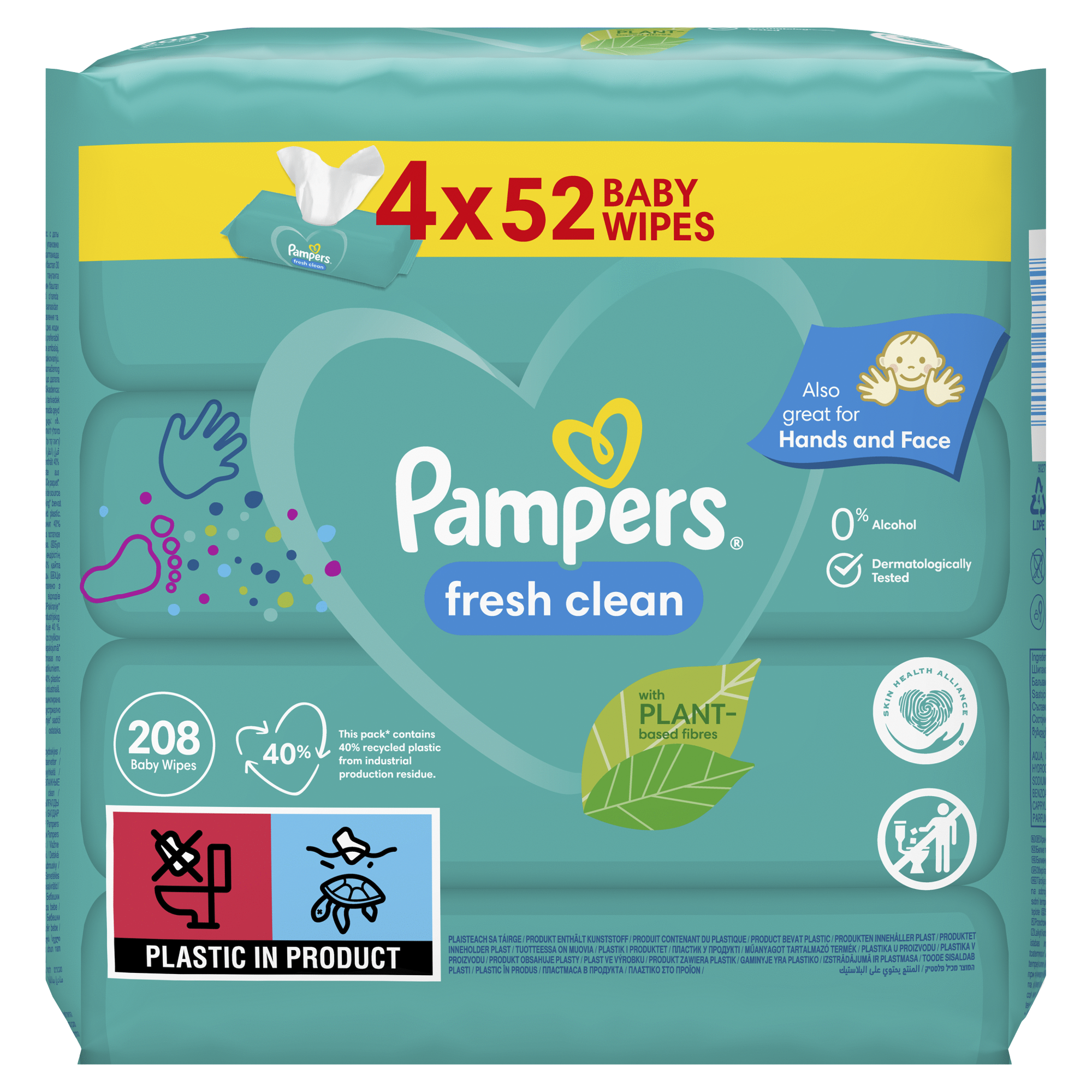 Fotografie PAMPERS Vlhčené ubrousky Fresh Clean 4x52 ks Pampers
