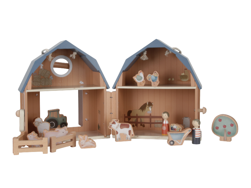 Fotografie LITTLE DUTCH Domeček pro panenky dřevěný přenosný Farma