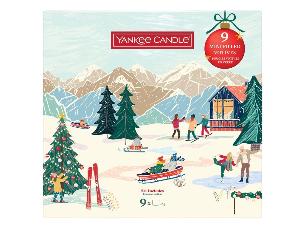 YANKEE CANDLE Dárková sada 9 skleněných votivních svíček 2025, 9 x 37 g