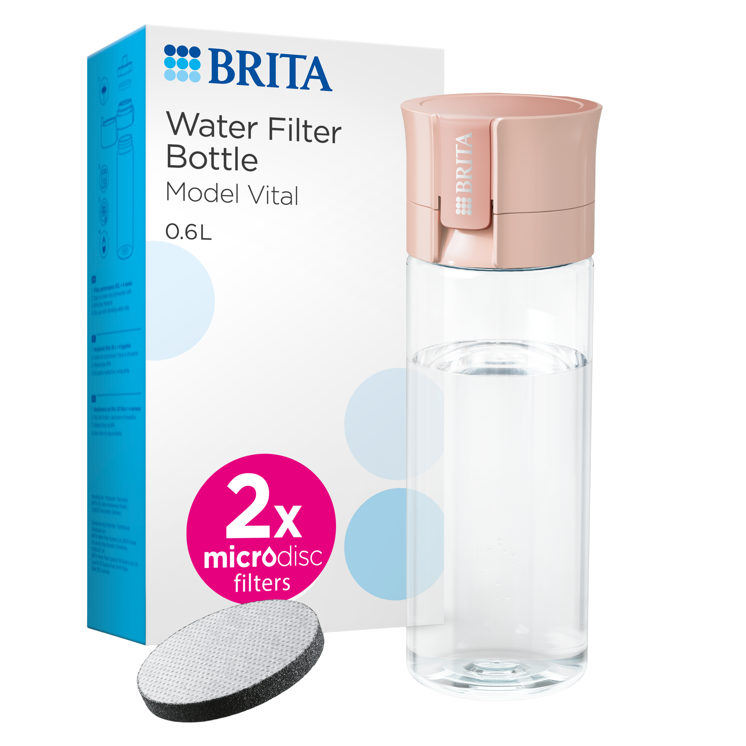 Fotografie Brita Fill&Go Vital filtrační láhev na vodu broskvová, 0,6l