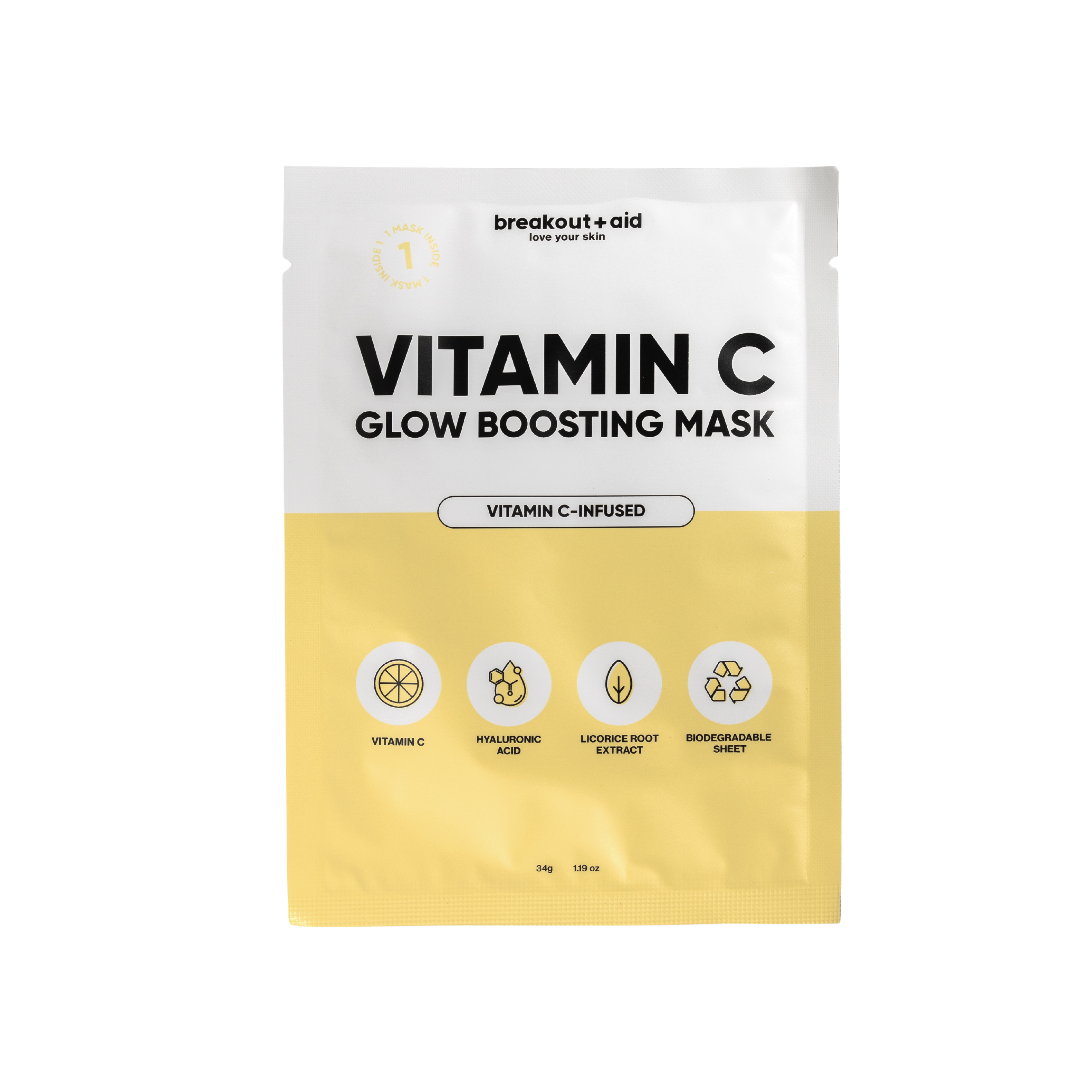 Fotografie BREAKOUT+AID Rozjasňující maska s vitamínem C 34 g