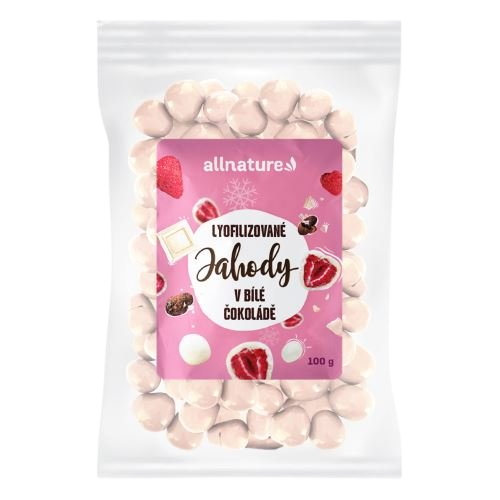 ALLNATURE Mrazem sušené jahody v bílé čokoládě 100 g