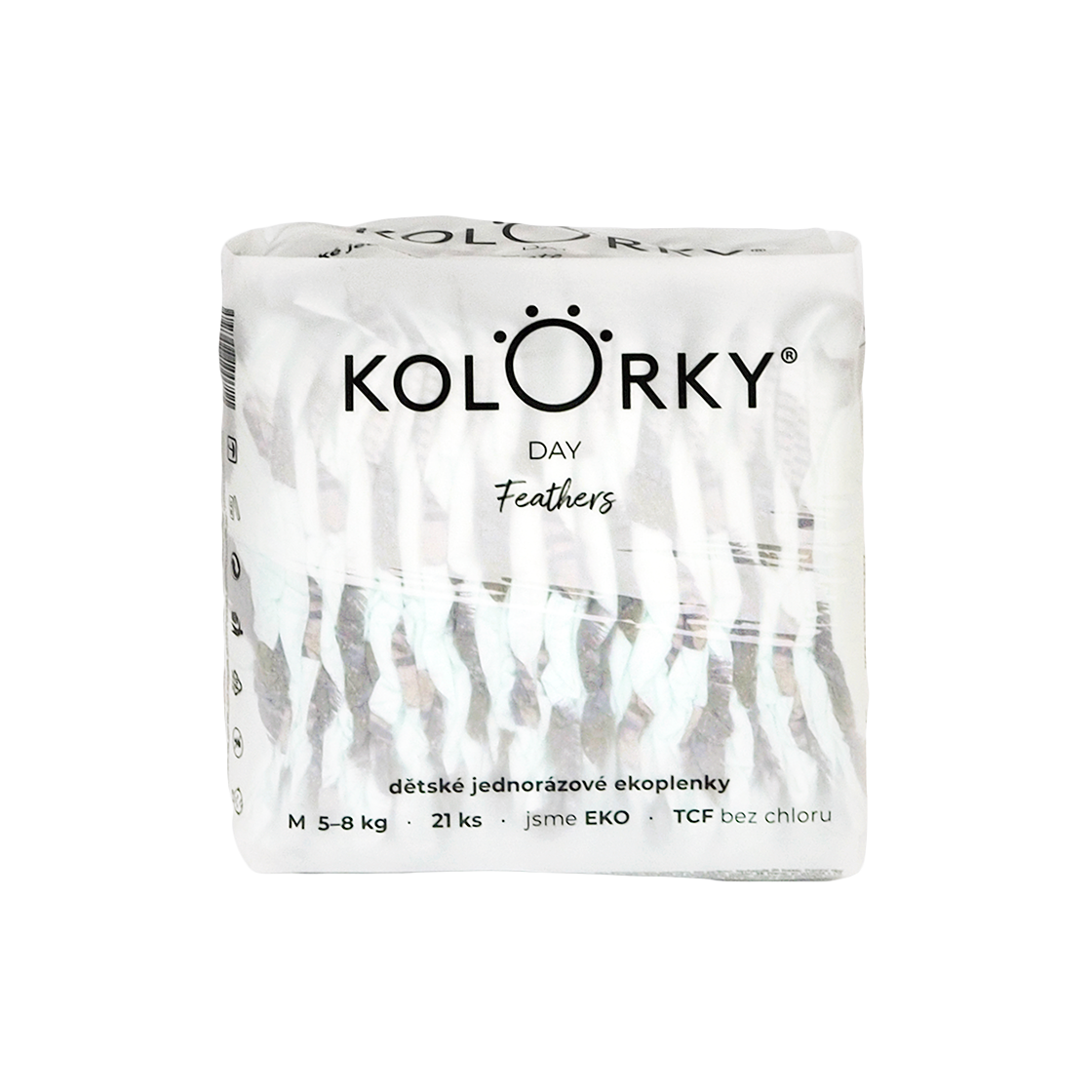 KOLORKY DAY Jednorazové EKO plienky perie M (5-8 kg) 21 kusov