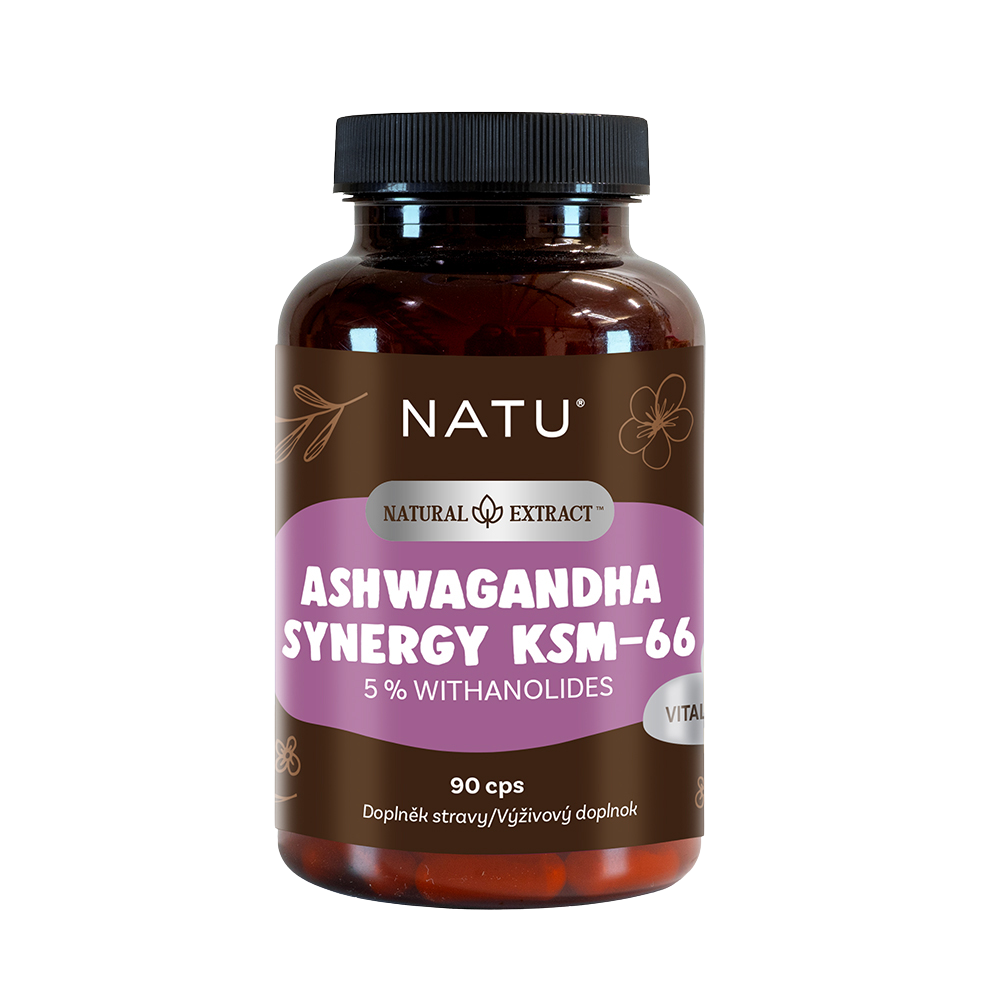 NATU Natural Extract, Ashwagandha extrakt KSM-66 (5% withanolidů) s piperinem 90 kapslí