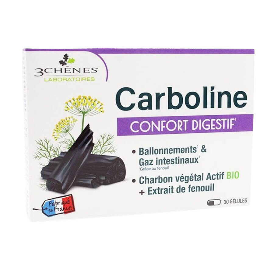 CARBOLINE Comfort Digestif rostlinné uhlí 30 kapslí