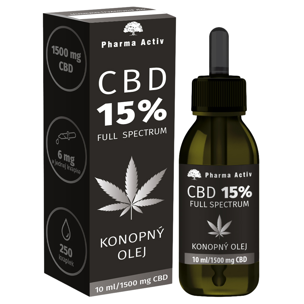 Fotografie PHARMA ACTIV CBD 15% Full Spectrum Konopný olej 1500mg 10 ml
