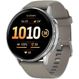 GARMIN Venu 4 stříbrný + šedý silikonový řemínek 45 mm