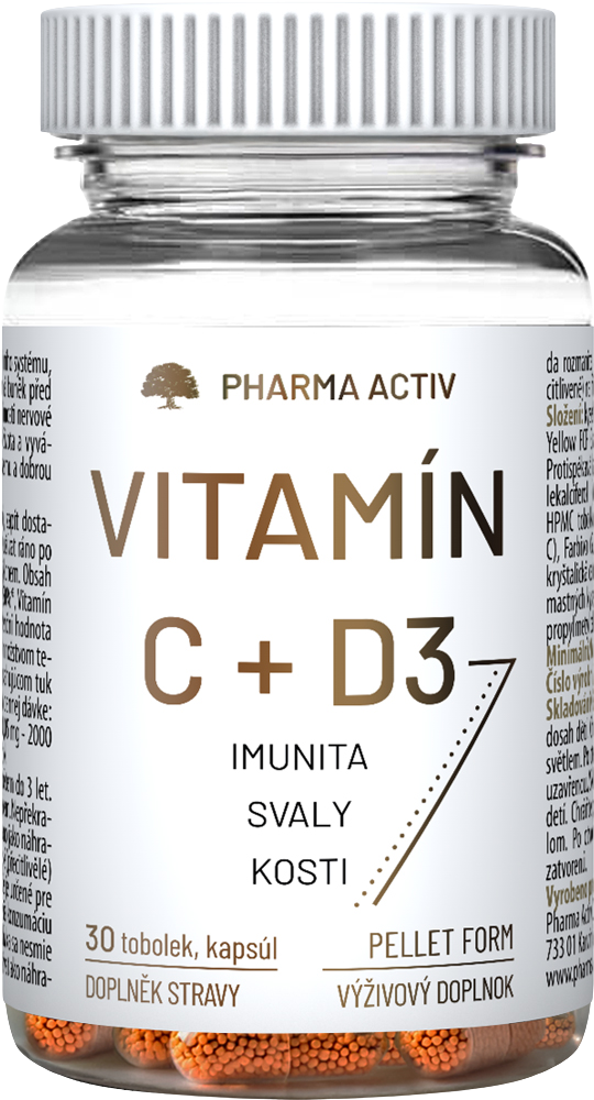 Fotografie PHARMA ACTIV Vitamín C+ D3 30 tobolek