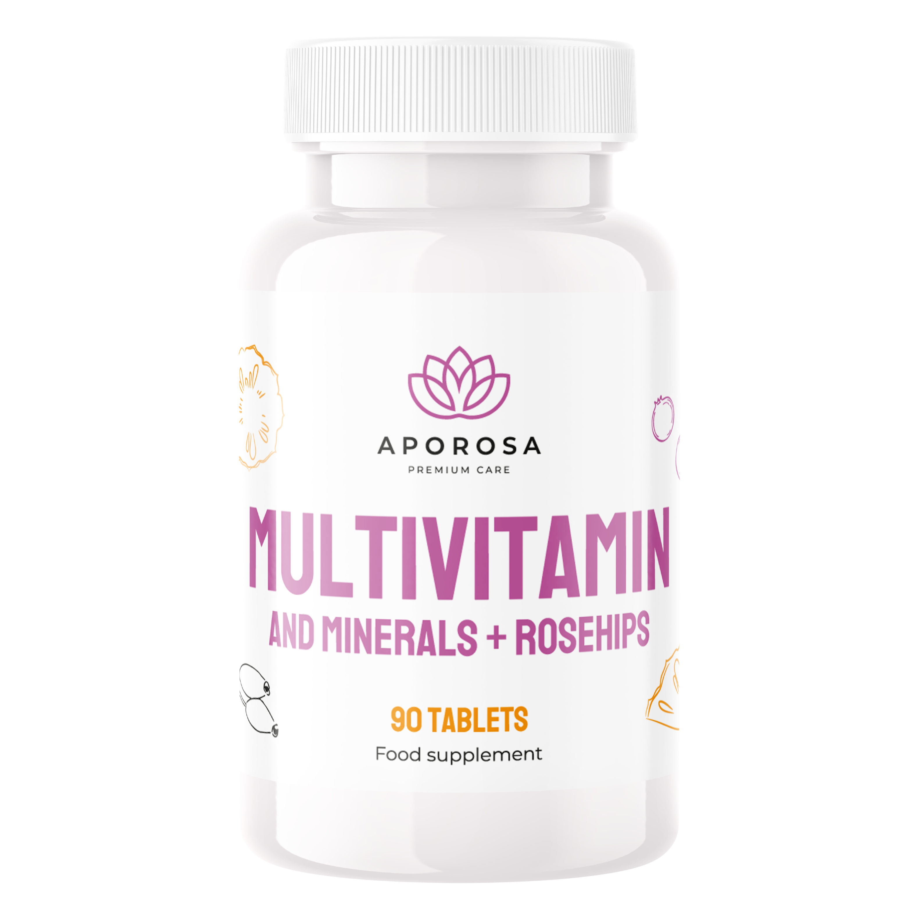 Fotografie Aporosa Multivitamin a minerály s šípky 90 tablet