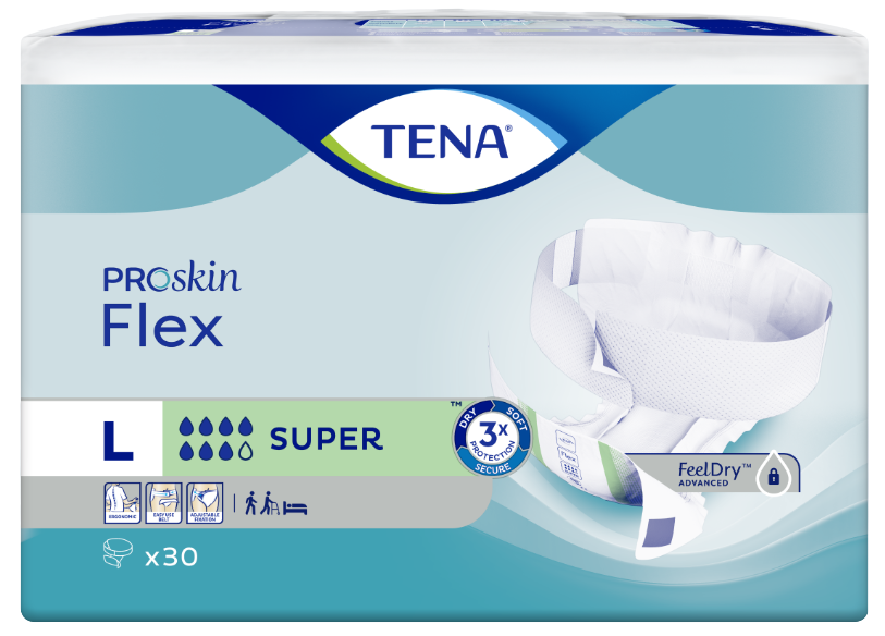 Fotografie TENA Flex Super Large - Inkontinenční kalhotky s páskem na suchý zip (30ks)