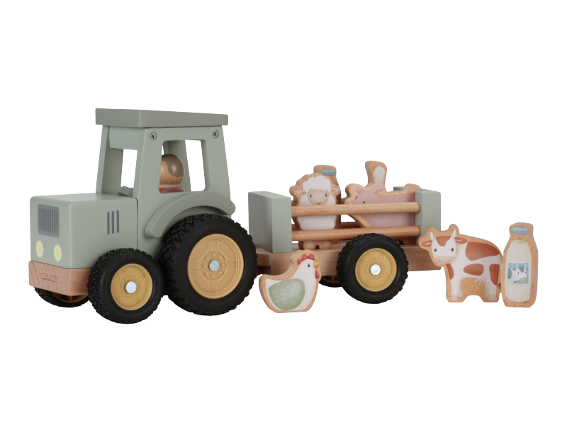 Fotografie LITTLE DUTCH Traktor s přívěsem dřevěný Farma