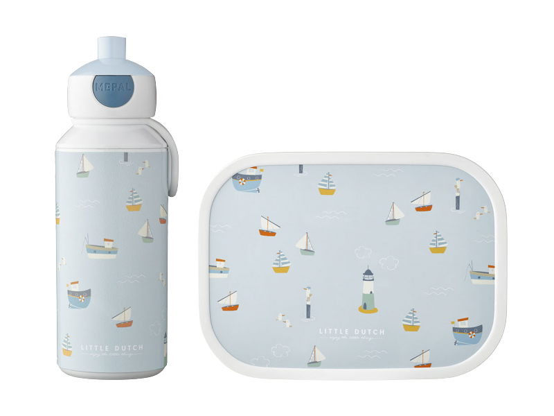 LITTLE DUTCH Svačinový set (láhev 400ml+box) Námořnický záliv
