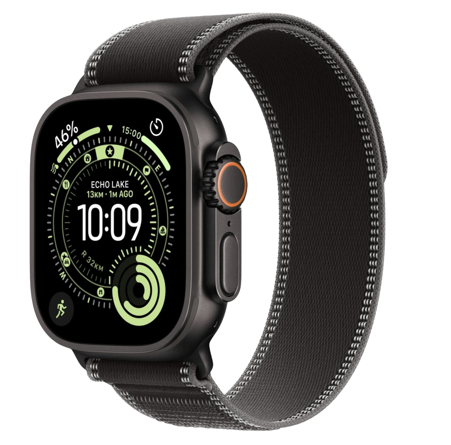 APPLE Watch Ultra 3 GPS + Cellular 49mm černý titan - černý/uhlový trailový tah - S/M