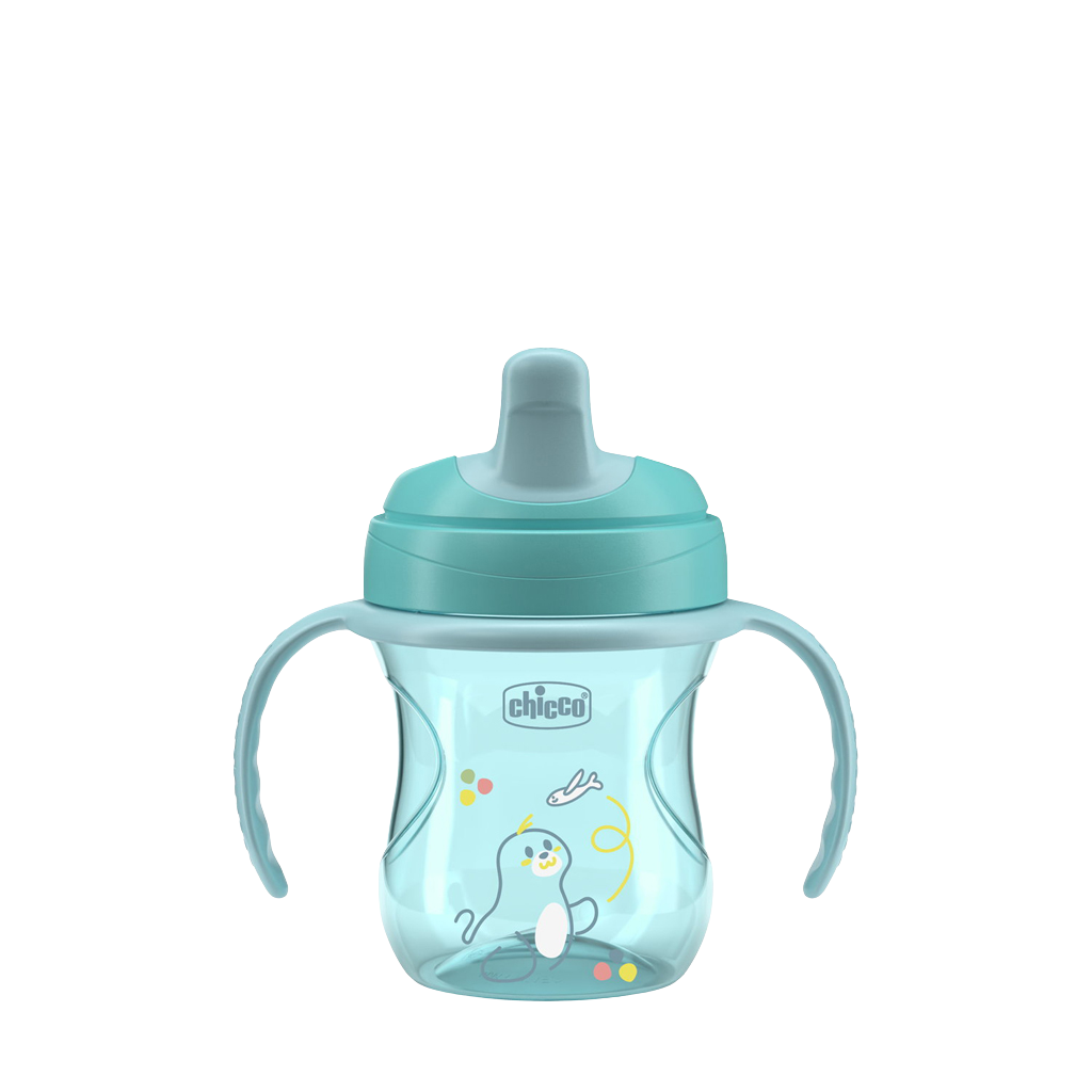CHICCO Hrneček Training s držadly teal, 6m+ 200 ml