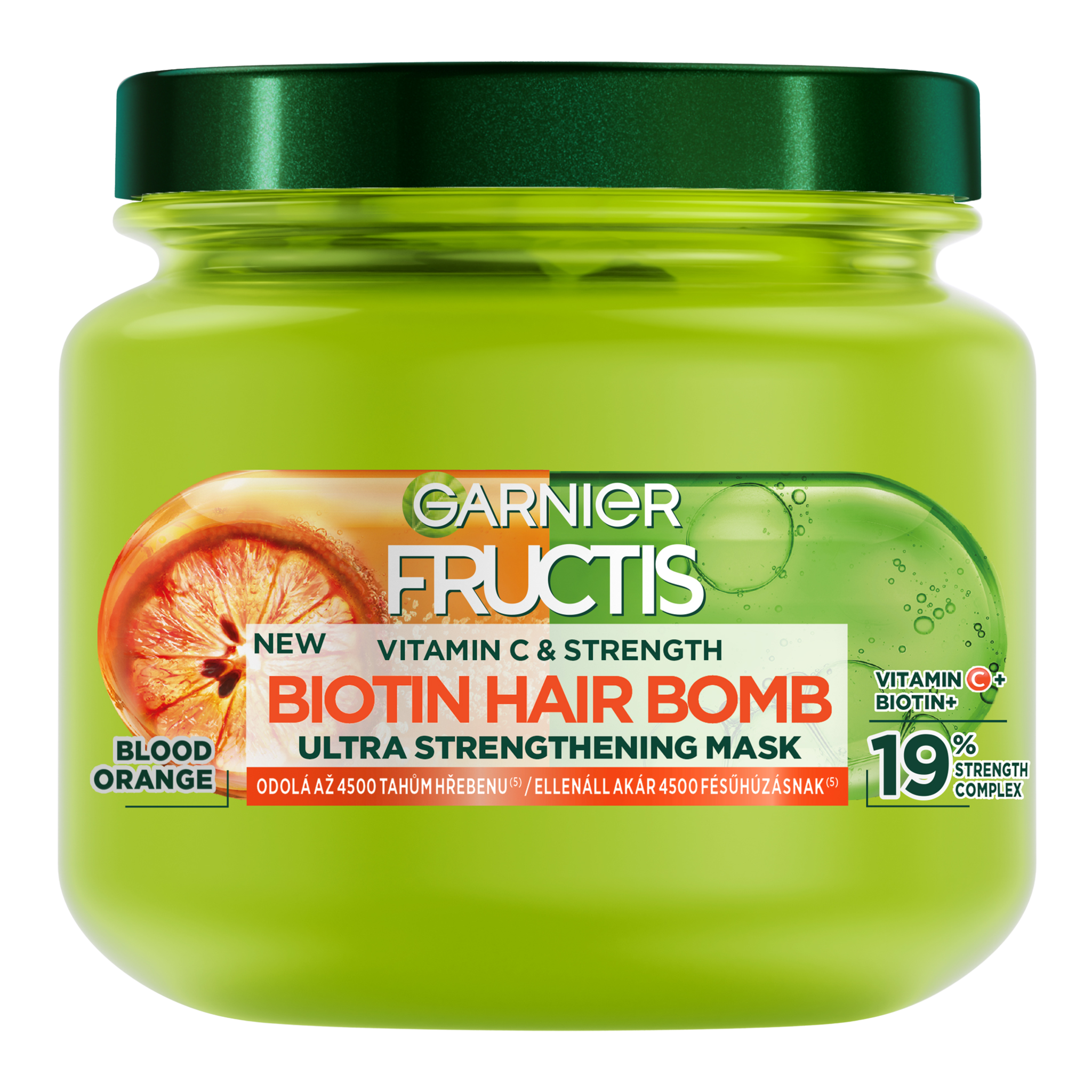 GARNIER Fructis Vitamin & Strength Ultra posilující Biotin Hair Bomb maska pro slabé vlasy, 320 ml