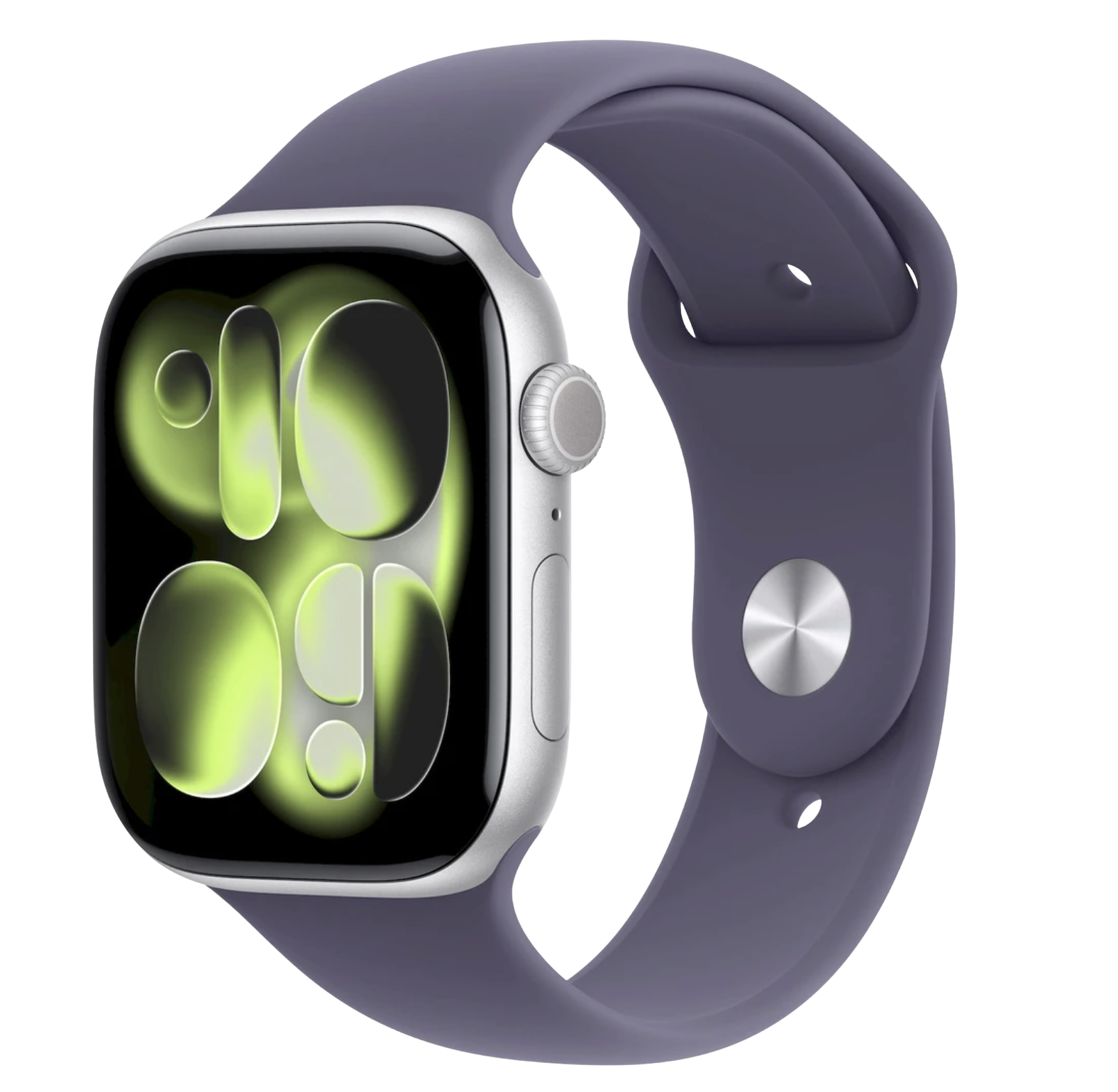 APPLE Watch 11 GPS + Cellular 46mm Stříbrný hliník s mlžně fialovým sportovním řemínkem - M/L