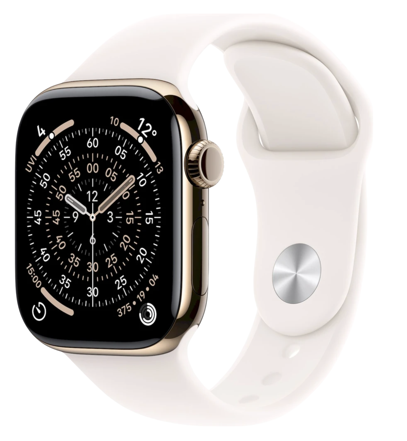APPLE Watch 11 GPS + Cellular 42mm zlatý titan - světle ruměný sportovní řemínek - M/L