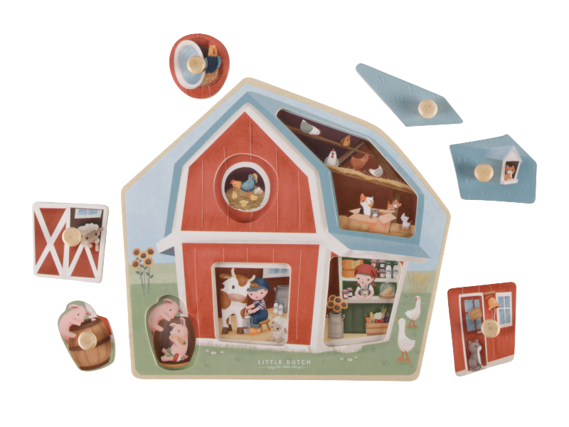LITTLE DUTCH Puzzle vkládací dřevěné Farma
