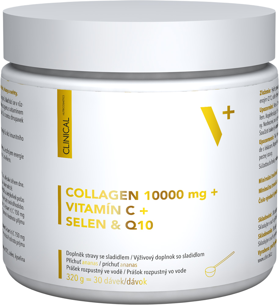 CLINICAL NUTRICOSMETICS Collagen 10 000mg + vitamín C + selen & Q10, 320 g
