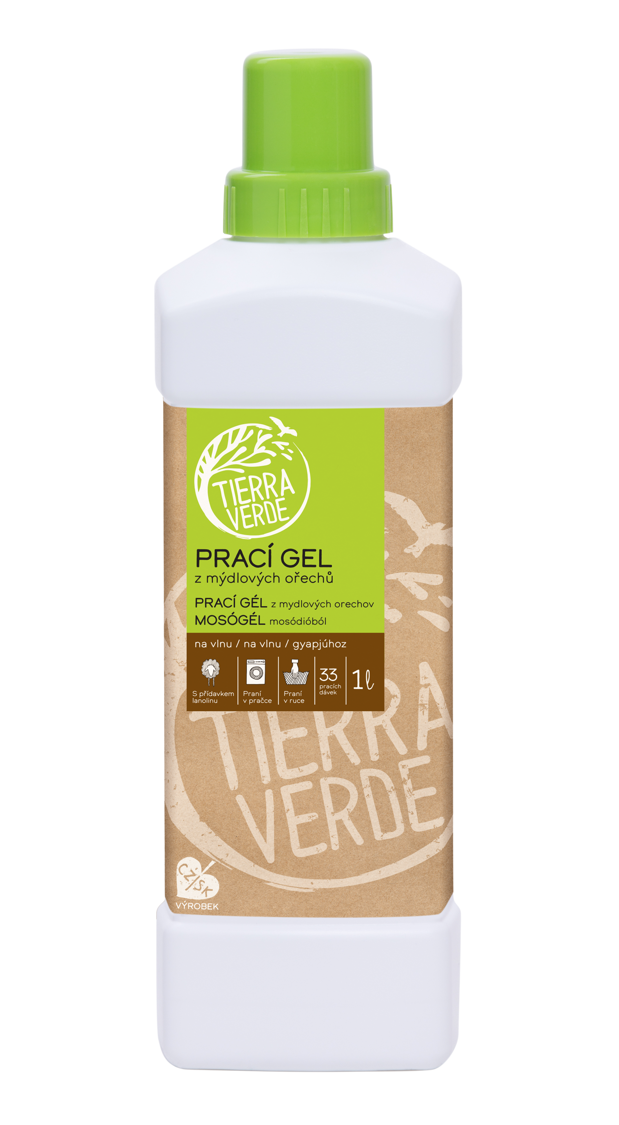 TIERRA VERDE Prací gel z mýdlových ořechů na vlnu a funkční textil z merino vlny 1 l