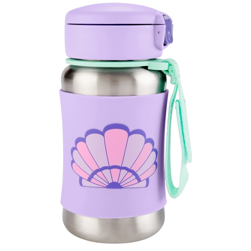 SKIP HOP Spark Style Láhev s brčkem na vodu nerez Mušle 12m+ 350 ml