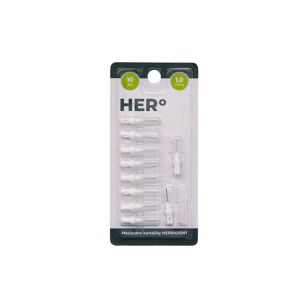 Fotografie HERBADENT HERo doplňkové balení mezizubních kartáčků 1 mm, 10 ks