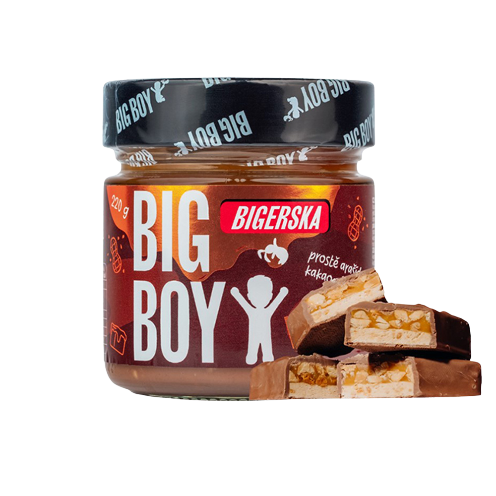 Fotografie BIG BOY Bigerska Sladký arašídový krém s kakaem a slaným karamelem 220 g