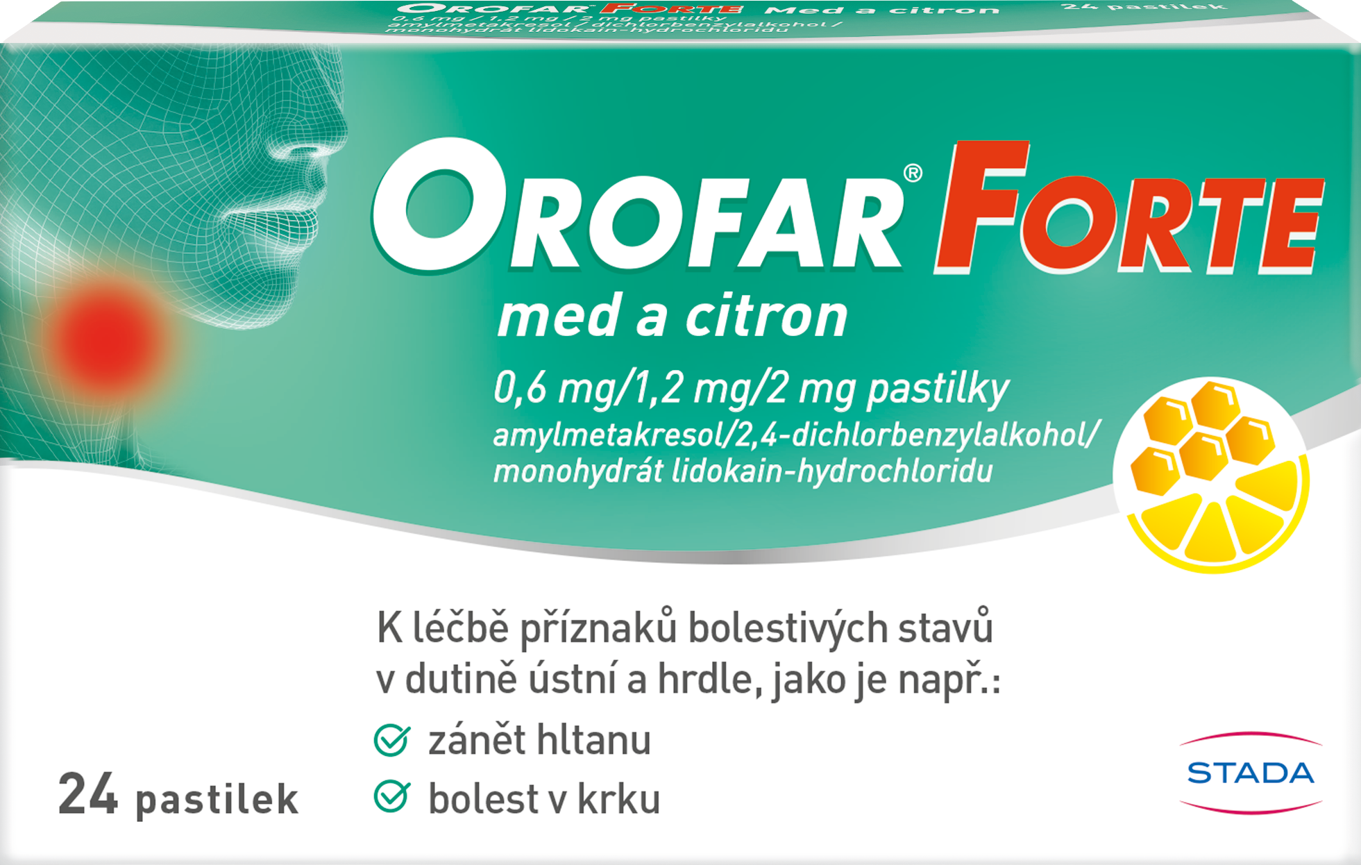 Fotografie OROFAR Forte med a citron 24 pastilek