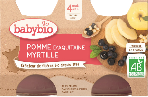 Babybio jablko borůvky 2 x 130 g