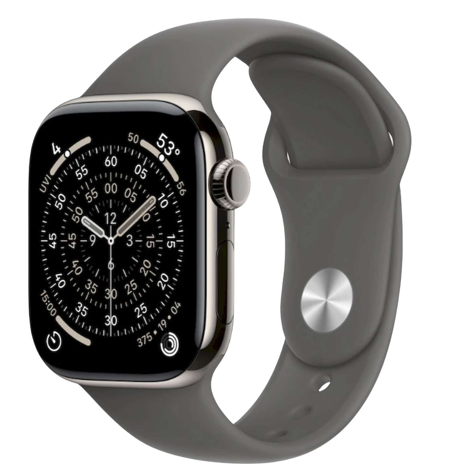 APPLE Watch 11 GPS + Cellular 42mm přírodní titan - skálově šedý sportovní řemínek - M/L